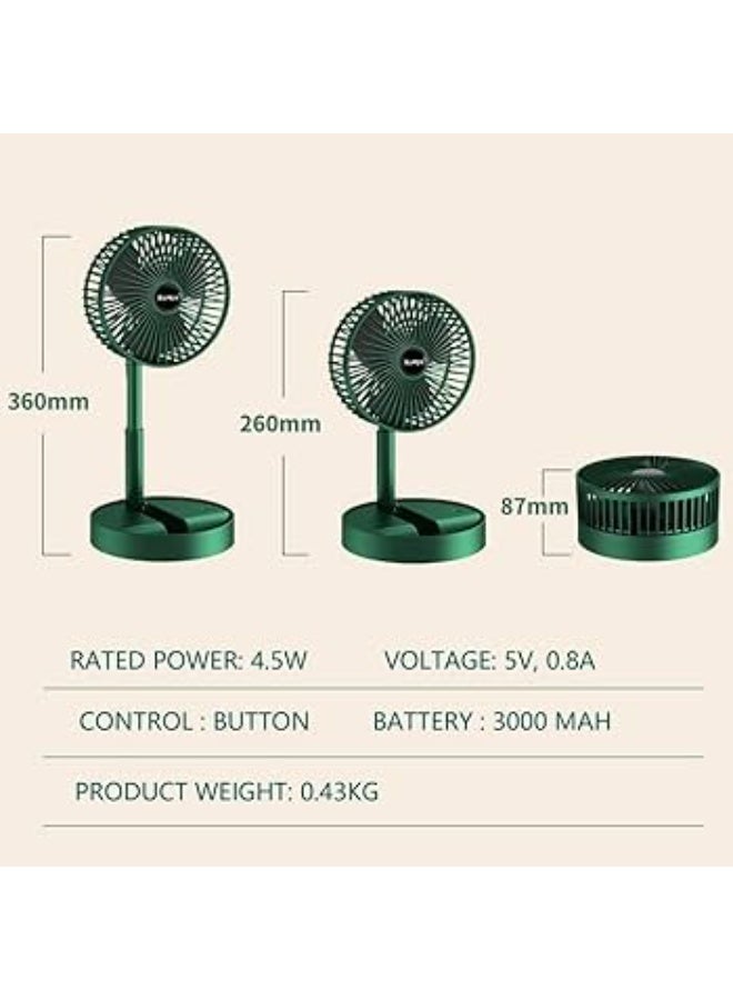 مروحة مكتبية محمولة قابلة للطي، مروحة طاولة وأرضية تلسكوبية قابلة لإعادة الشحن عبر منفذ USB بخمس شفرات - ارتفاع قابل للتعديل، خفيفة الوزن، هادئة، مروحة كهربائية صغيرة الحجم للاستخدام في المكتب والمنزل والمطبخ والسفر والتخييم - Image 5